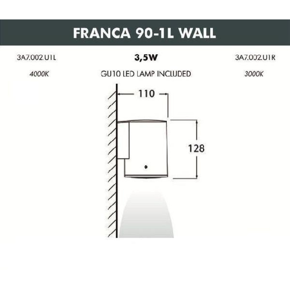 Настенный светильник уличный Franca 90 3A7.002.000.WXU1L